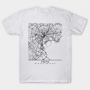 TOKYO JAPAN BLACK CITY STREET MAP ART T-Shirt